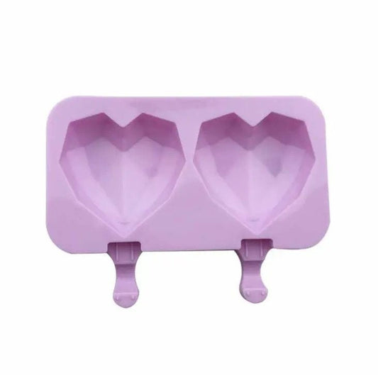 Geometric Heart Cakesicle mold - silicone heart pop mold