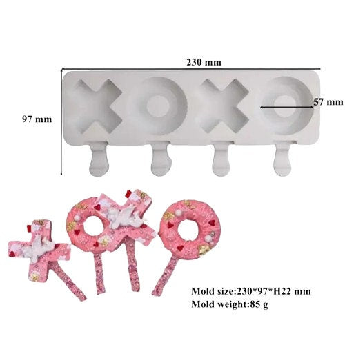 XOXO Fillable Cakesicle Chocolate silicone mold - Valentines day baking mold, popsicle mold