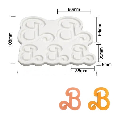 Letter B silicone mold, doll theme lettering mold