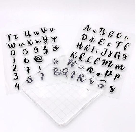 3 pc letter full alphabet number stamp set sticky embosser