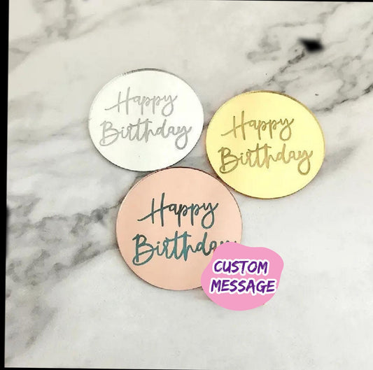 10 pk Metallic Mirror Cupcake Toppers - Cake Toppers, Cupcake Charms, Happy Easter Gold Cupcake Toppers