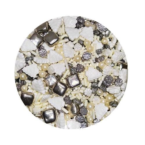 Winter Wonderland christmas theme Sprinkle mix - cake decor, sprinkles, Sprinkle rods, mettalic