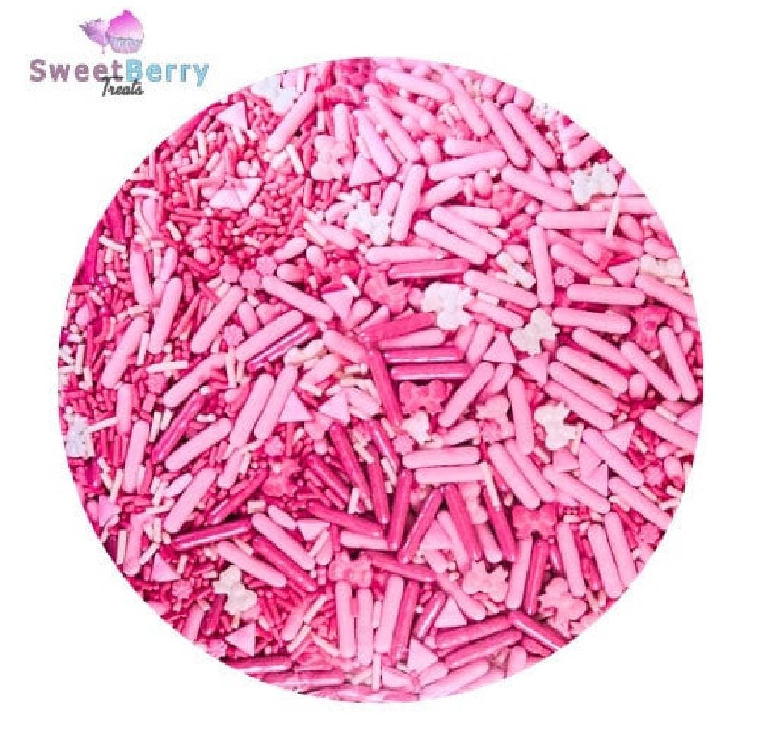 Pink bowtie theme sprinkles - pink and white rods, sprinkles, bowties